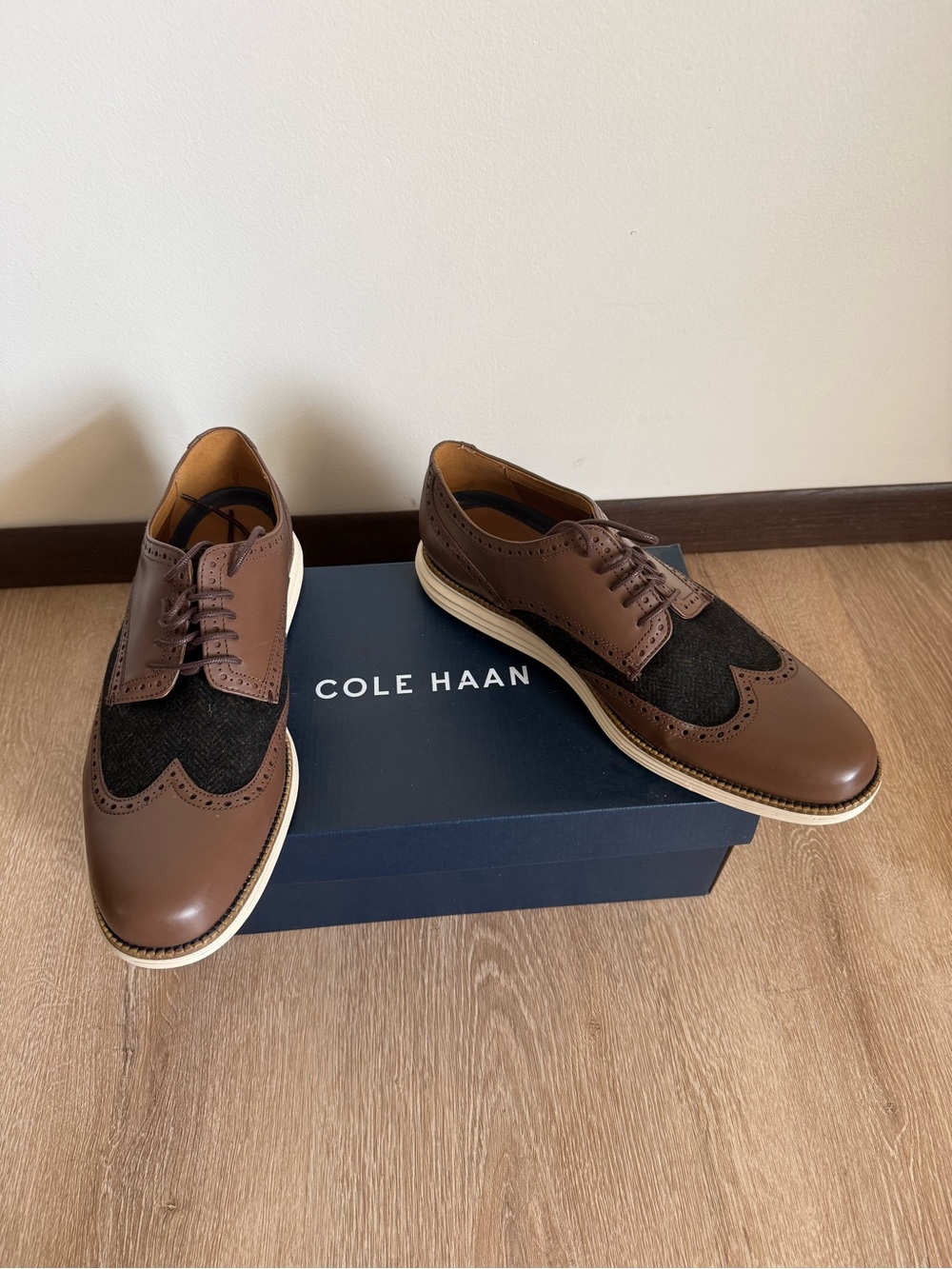 Cole Haan Brown and Black Wingtip Derby Shoes